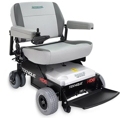 The HD6 bariatric power wheelchair facing half-way to the right