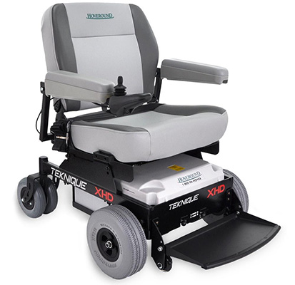 The XHD heavy duty power wheelchair facing half-way to the right
