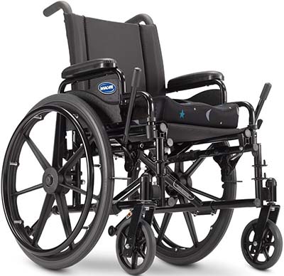 The Invacare Pediatric wheelchair in nylon upholstery Bottom Side View