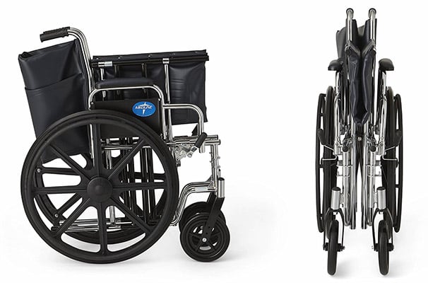 Two folded Medline Excel 24 wheelchairs