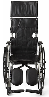 The Medline Excel Reclining Wheelchair facing to the front
