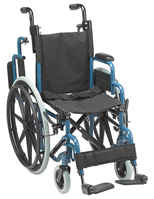 The Wallaby wheelchair with 1 armrest flipped-up