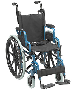 Jet Fighter Blue variant of the Wallaby Pediatric wheelchair