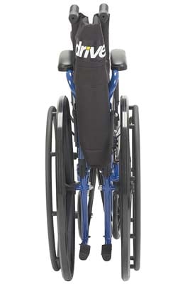 Folded Drive Blue Streak Wheelchair in a standing position