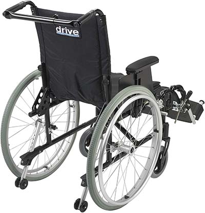 Side Back View of Black Color Drive Medical Cougar Ultra Lightweight Rehab Wheelchair