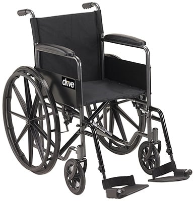 The Drive Silver Sport 1 Wheelchair with nylon upholstery 