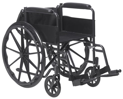 The Drive Medical Silver Sport 1 Wheelchair with folded seatback 