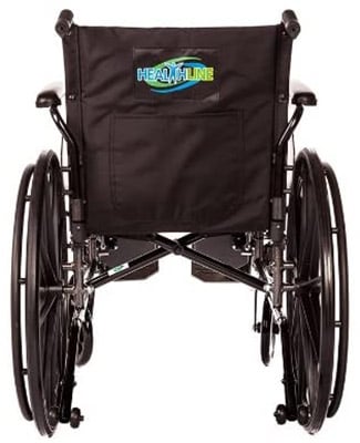 Back part of the Healthline Trading Lightweight Folding wheelchair 