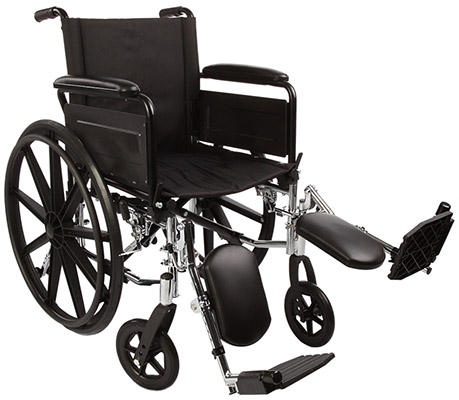 Healthline Trading Lightweight Folding wheelchair with lifted left leg rest