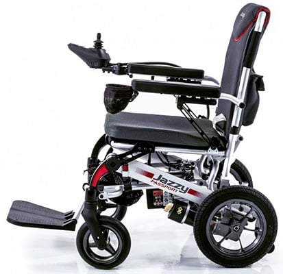 The Jazzy folding power chair facing to the left