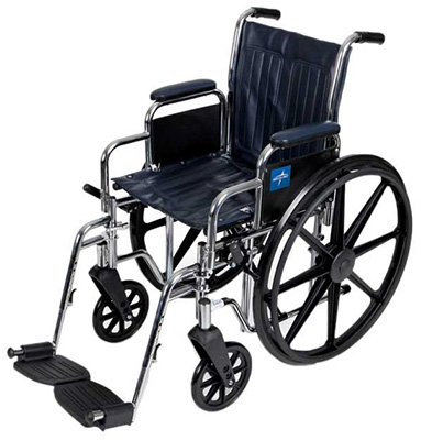 Medline Excel 2000 deluxe wheelchair with vinyl seat upholstery