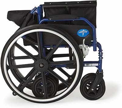 Rear and transport wheels of Excel Hybrid 2 Wheelchair