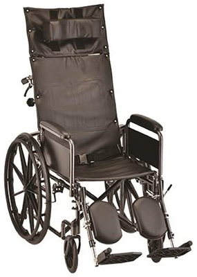 The Nova 6200S Recliner Wheelchair facing halfway to the right