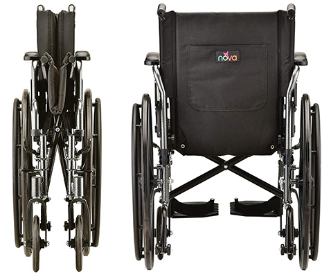 Folded and expanded Nova 7000 wheelchairs