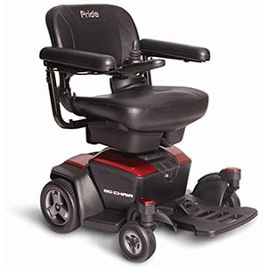 Ruby Red variant of the Pride Mobility Go Chair 