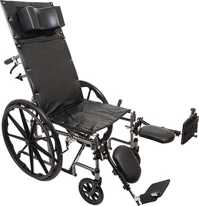 ProBasics Standard Reclining Wheelchair without armrests and with elevated footrests
