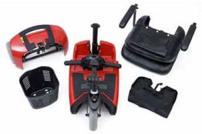Disassembled Pride Travel Pro 3 Wheel Scooter 