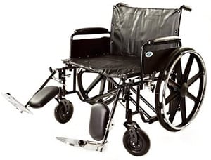 Healthline Heavy Duty wheelchair with elevated right footrest