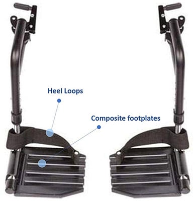 Footrests of Invacare Tracer IV heavy duty wheelchair