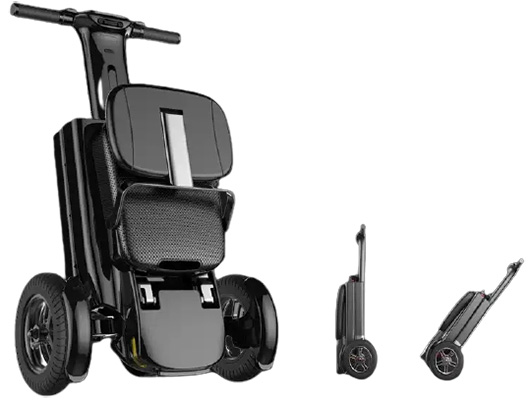 Folded Relync R1 Folding Mobility Scooter without footrests