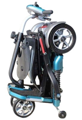 Folded EV Rider Transport AF scooter in a standing position