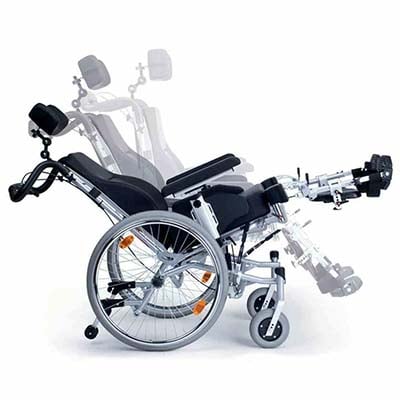 An example of a manual tilt in space wheelchair