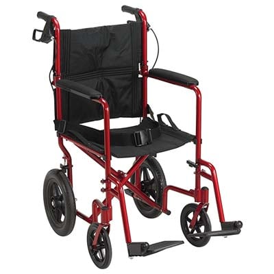 Red variant of the Drive Medical Lightweight Hand Brakes wheelchair 