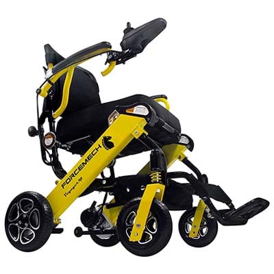 Yellow variant of the Forcemech Voyager R2 Power Wheelchair 