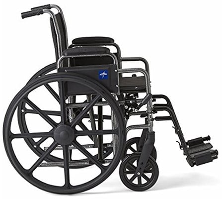 The Medline K1 Basic wheelchair with stainless steel axels