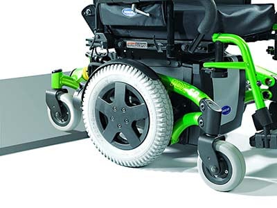 A power wheelchair with foam filled tires