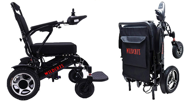 Fully assembled and folded Wildcats Rubicon Power Chair 