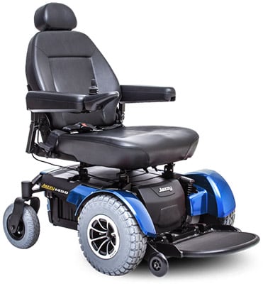 Blue variant of the Jazzy 1450 Power Wheelchair 