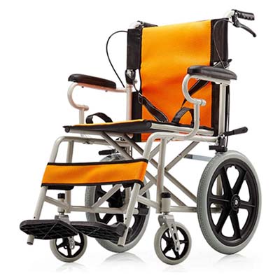 Rubicon Transport Wheelchair with Orange upholstery