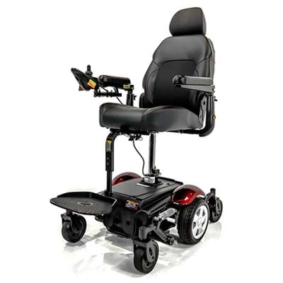 Red variant of the Merits VISION SPORT LIFT Power Elevating Seat Electric Powerchair P326D 