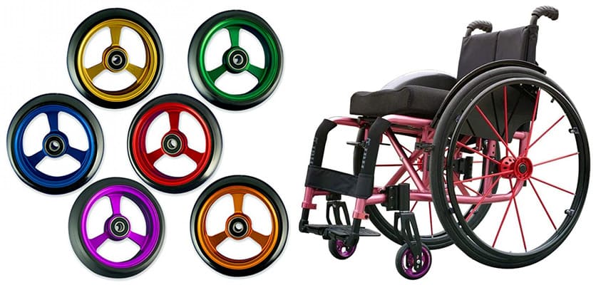 A sports wheelchair and 6 casters