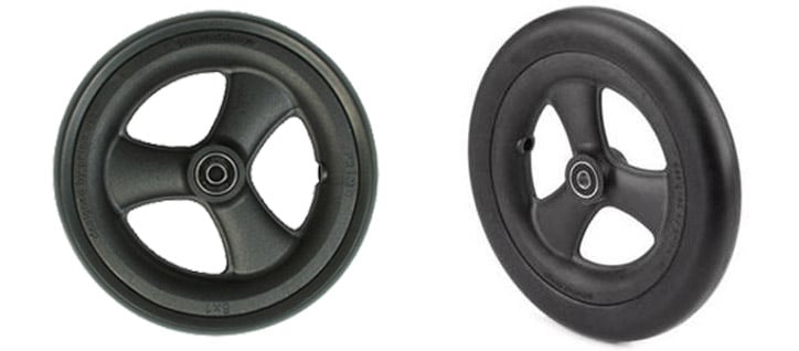 Two Black 7”- 8” wheelchair front casters