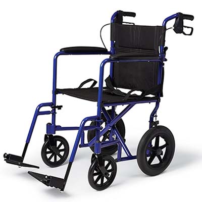 Medline Lightweight Transport Wheelchair with Blue frame