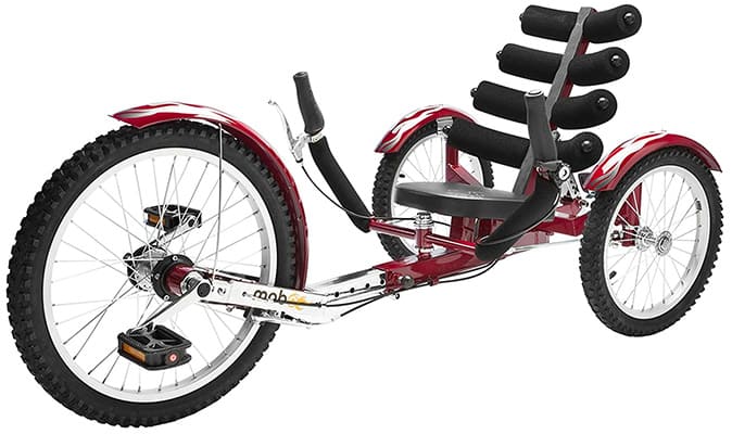 Recumbent bike with red frame