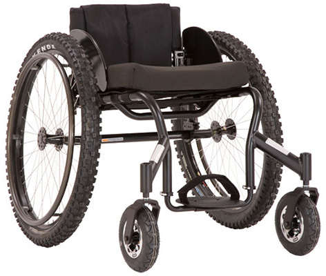 All terrain wheelchair with pushrims 