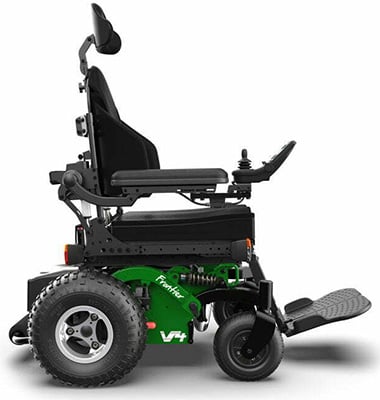 All terrain motorized wheelchair with Black upholstery