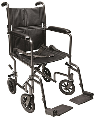 A manual lightweight wheelchair with Black frame