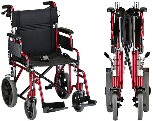 Fully assembled and folded lightweight foldable wheelchair