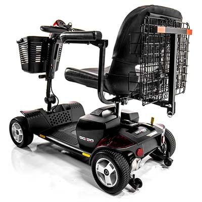 Challenger Mobility J950 Folding Rear Basket for Pride Mobility Scooters & Go-Go Travel Mobility, Heavy-Duty, Durable, Spacious Black Color Rear View