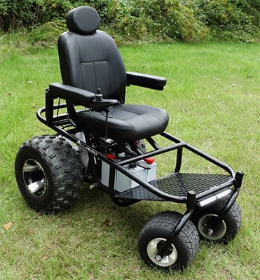 Leftfront of Nomad All Terrain Power Wheelchair