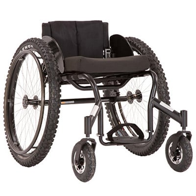 Leftfront of TopEnd Crossfire All-Terrain Wheelchair