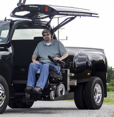 Transportation All Terrain Wheelchair on a SUV