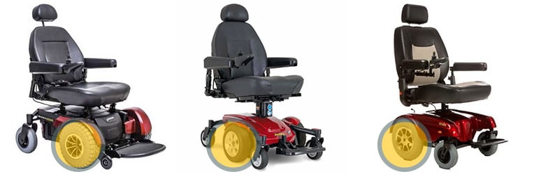 Front-wheel, Center-wheel, and Rear-wheel drive wheelchairs 