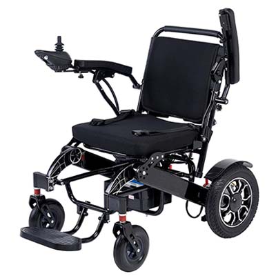 Black motorized electric wheelchair 
