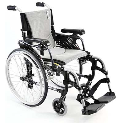 An ultra light ergonomic wheelchair with front caster and rear wheels 