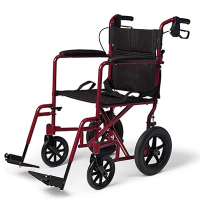 Lightweight transport wheelchair with handbrakes 